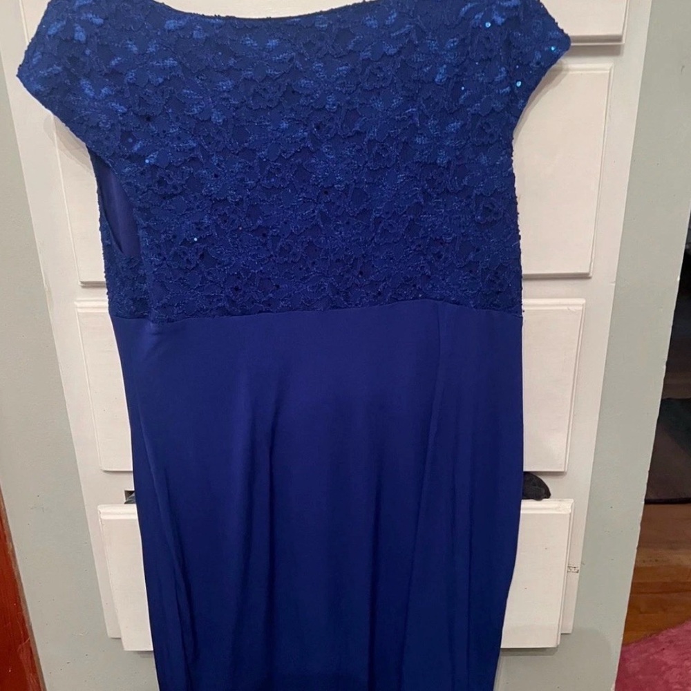 Connected Apparel Royal Blue Lace Maxi Dress